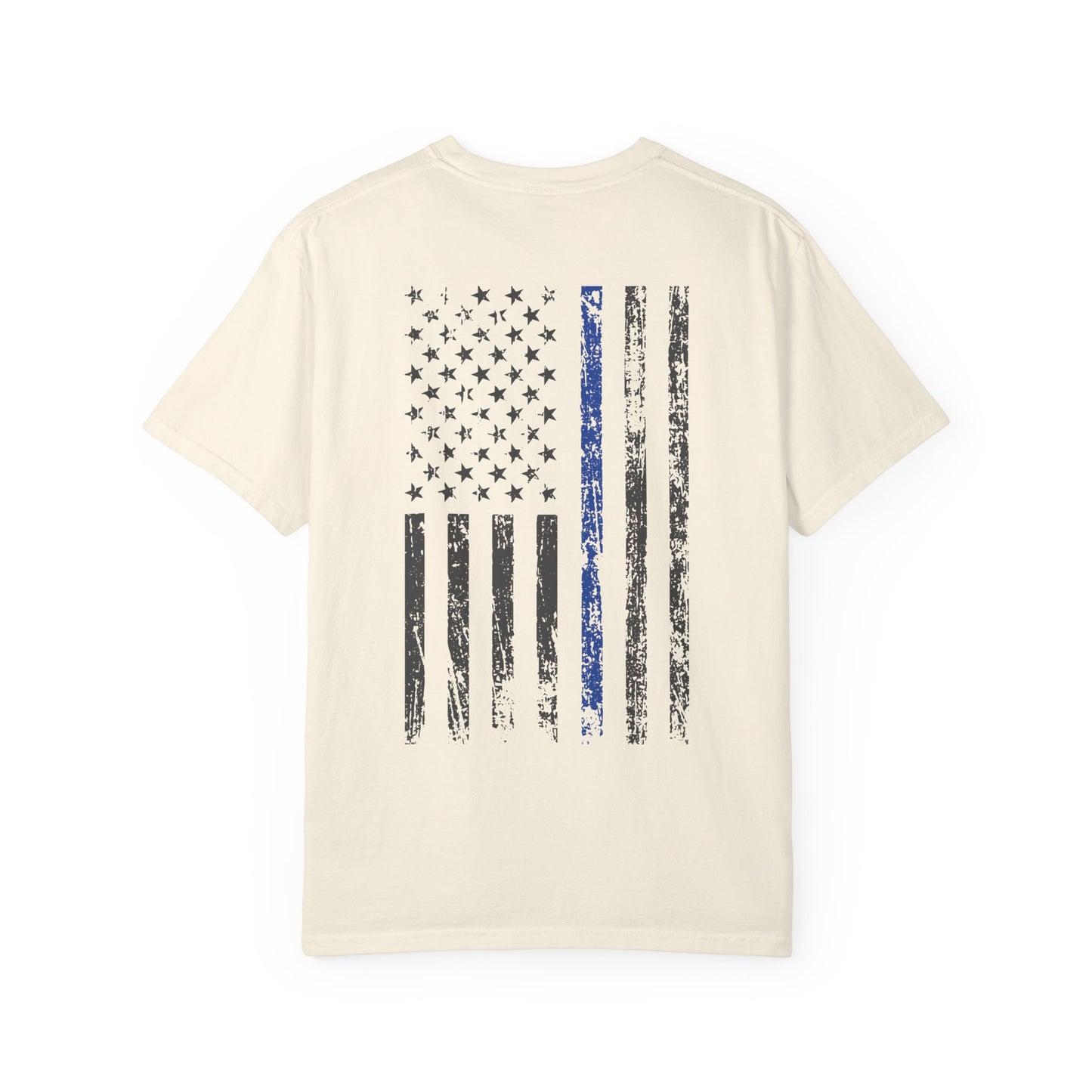 Thin Blue Line Flag T-Shirt — Distressed USA Police Support Tee
