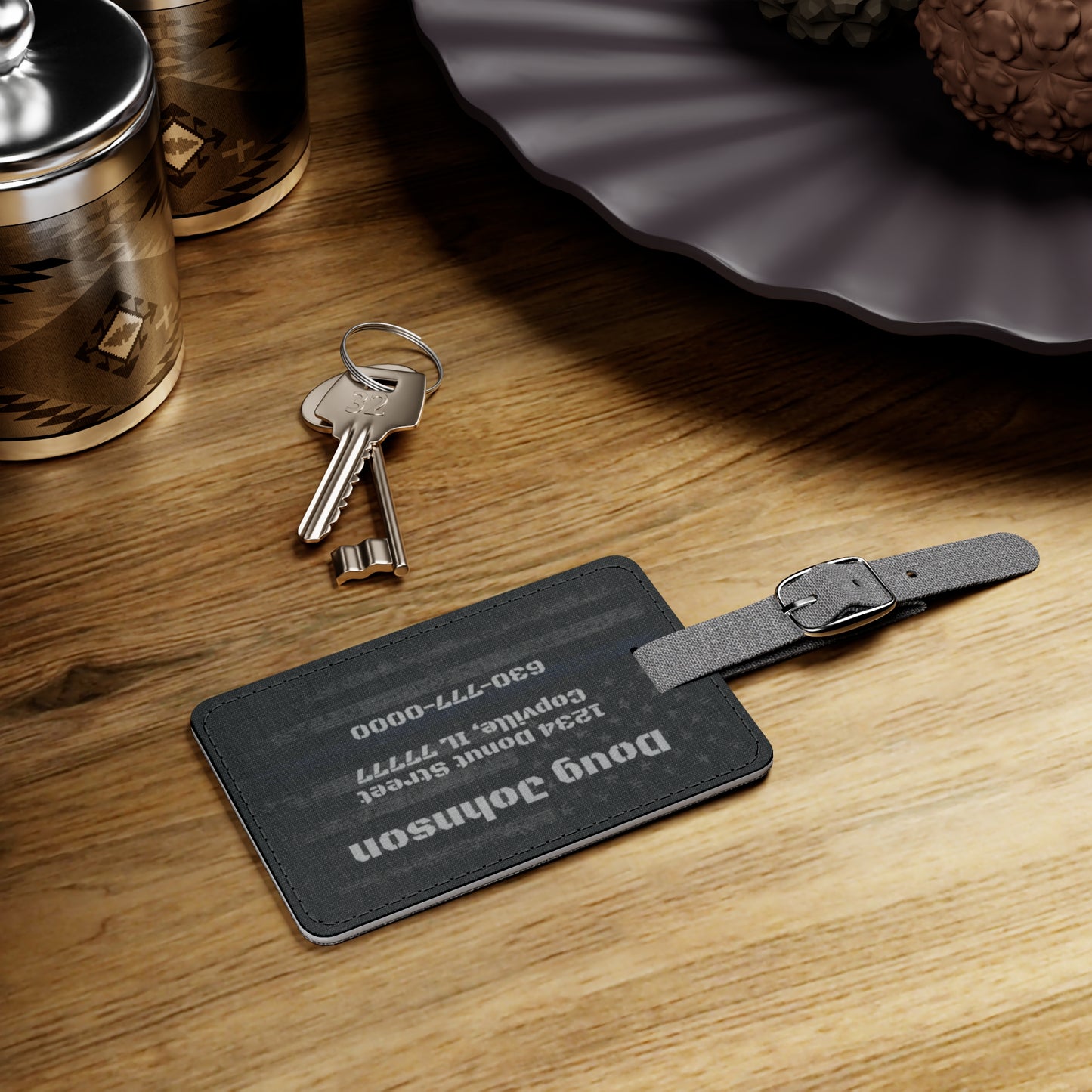 Personalized Blue Line Luggage Tag
