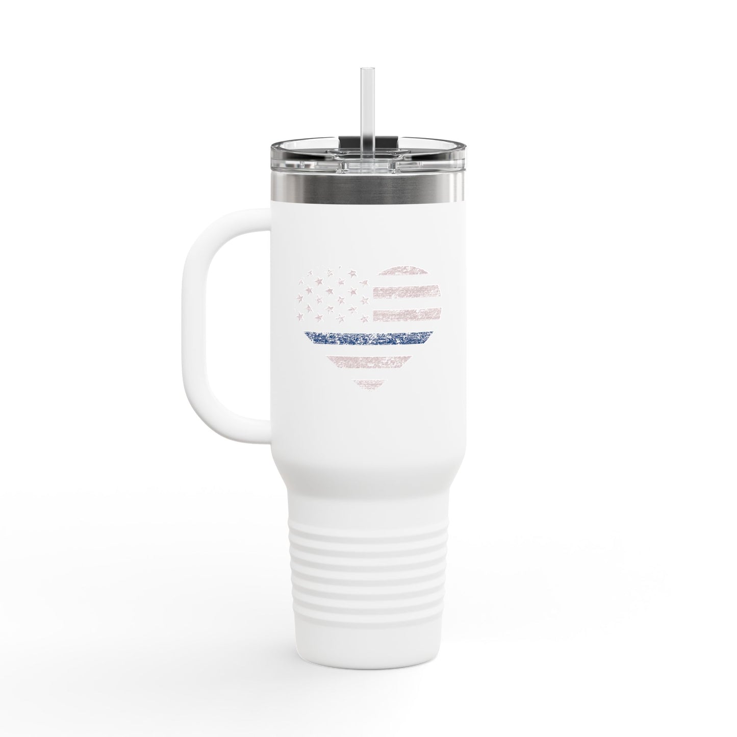 40oz Insulated Travel Mug – Pink Blue Line Flag
