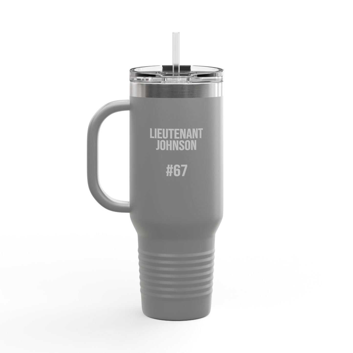 Personalized 40oz Insulated Travel Mug — Thin Blue Line Flag Design