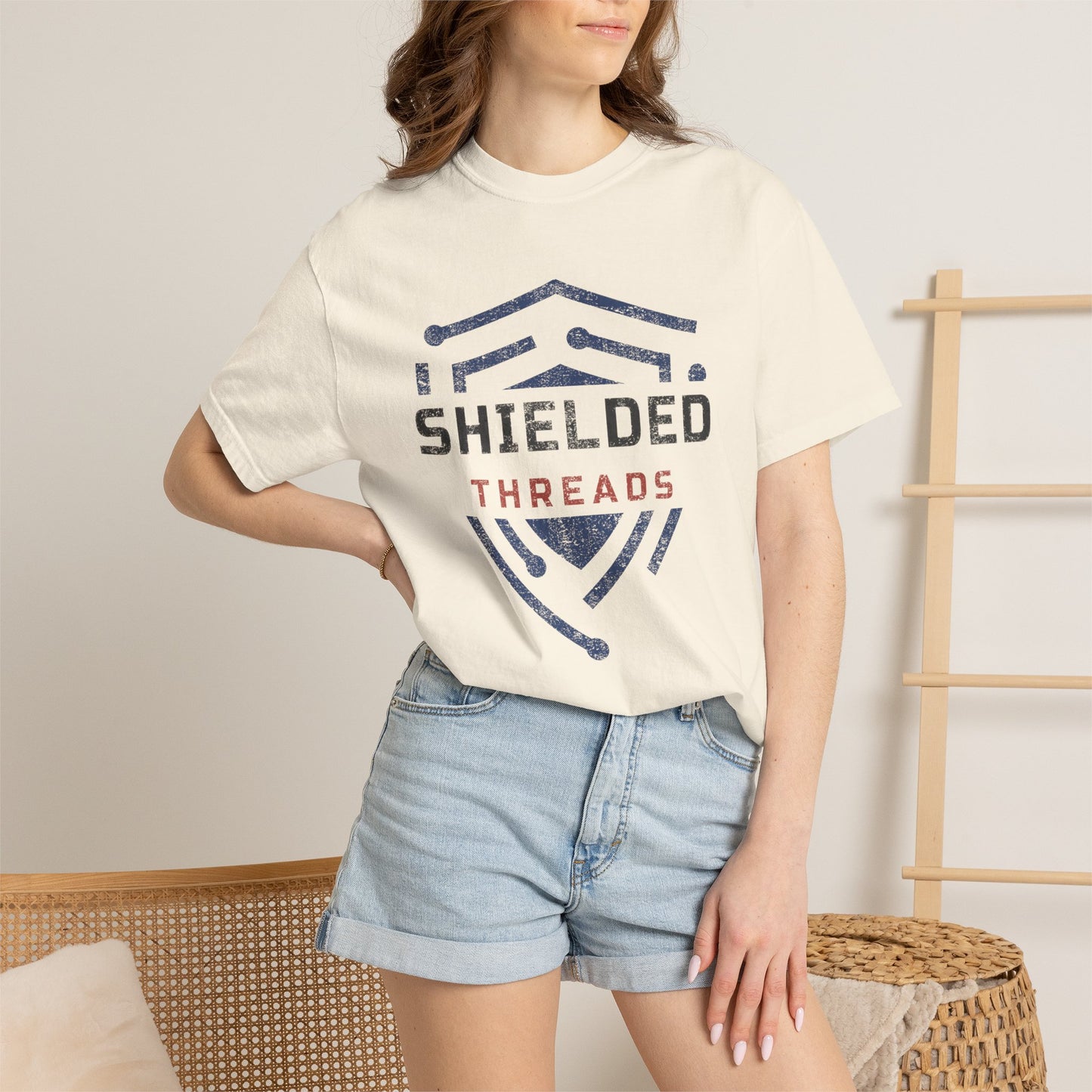 Shielded Threads T-Shirt — Distressed Shield Logo Tee