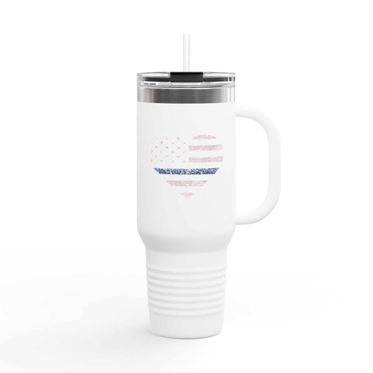 40oz Insulated Travel Mug – Pink Blue Line Flag
