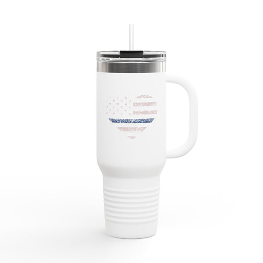 40oz Insulated Travel Mug – Pink Blue Line Flag