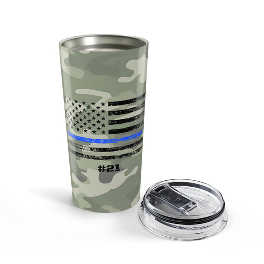 Personalized Camo Thin Blue Line 20oz Tumbler