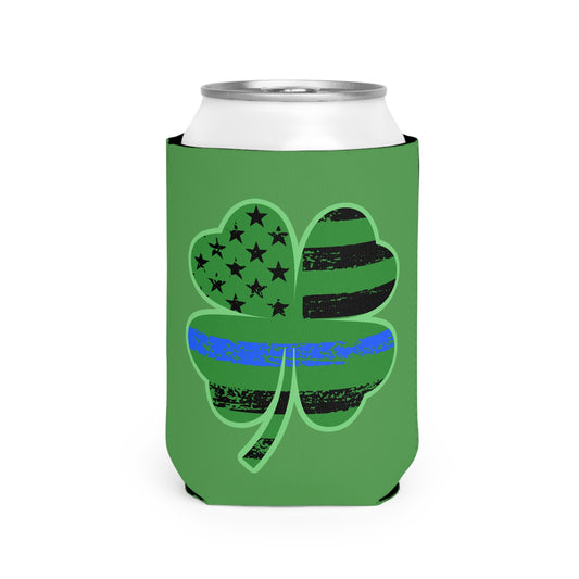 Blue Line Flag Shamrock Koozie