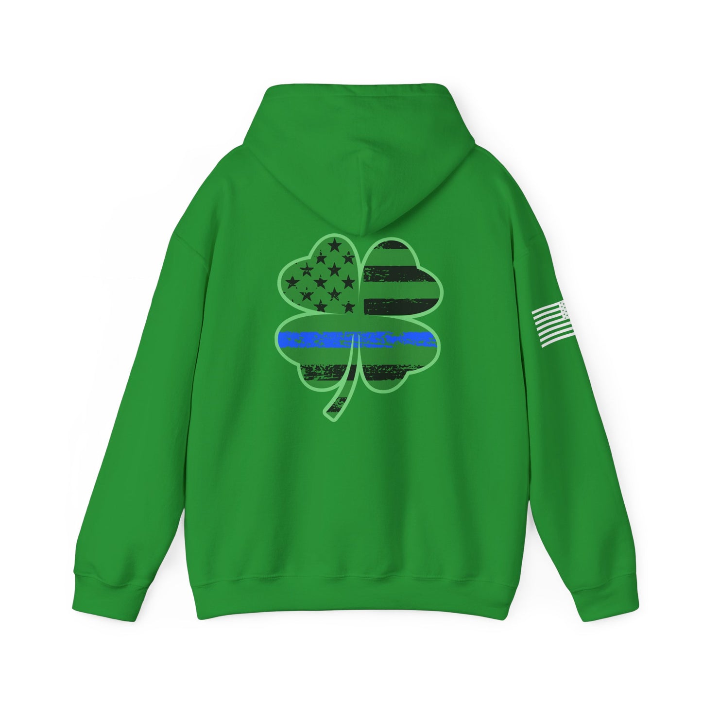 Irish Blue Line Flag Shamrock Hoodie