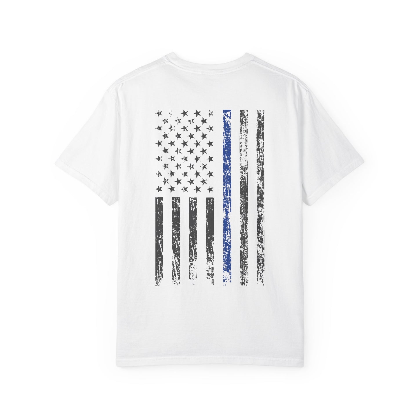 Thin Blue Line Flag T-Shirt — Distressed USA Police Support Tee