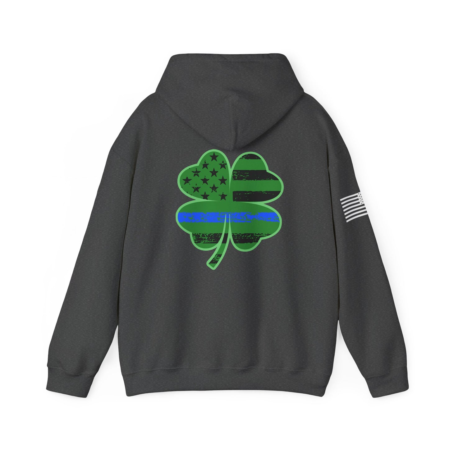 Irish Blue Line Flag Shamrock Hoodie