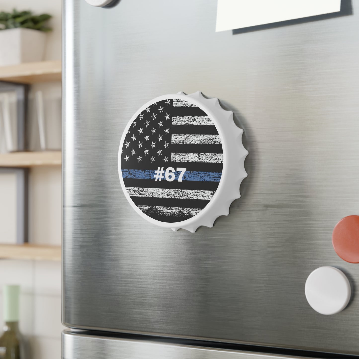 Personalized Thin Blue Line Flag Bottle Opener