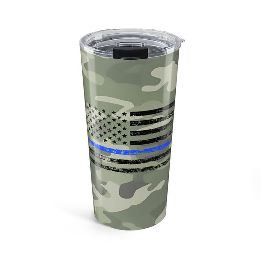 Camo Blue Line Flag 20oz Tumbler