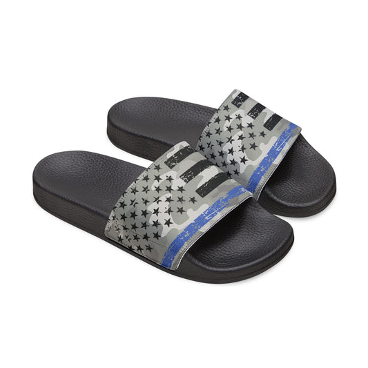 Blue Line Pride Camo Men's Removable-Strap Slides