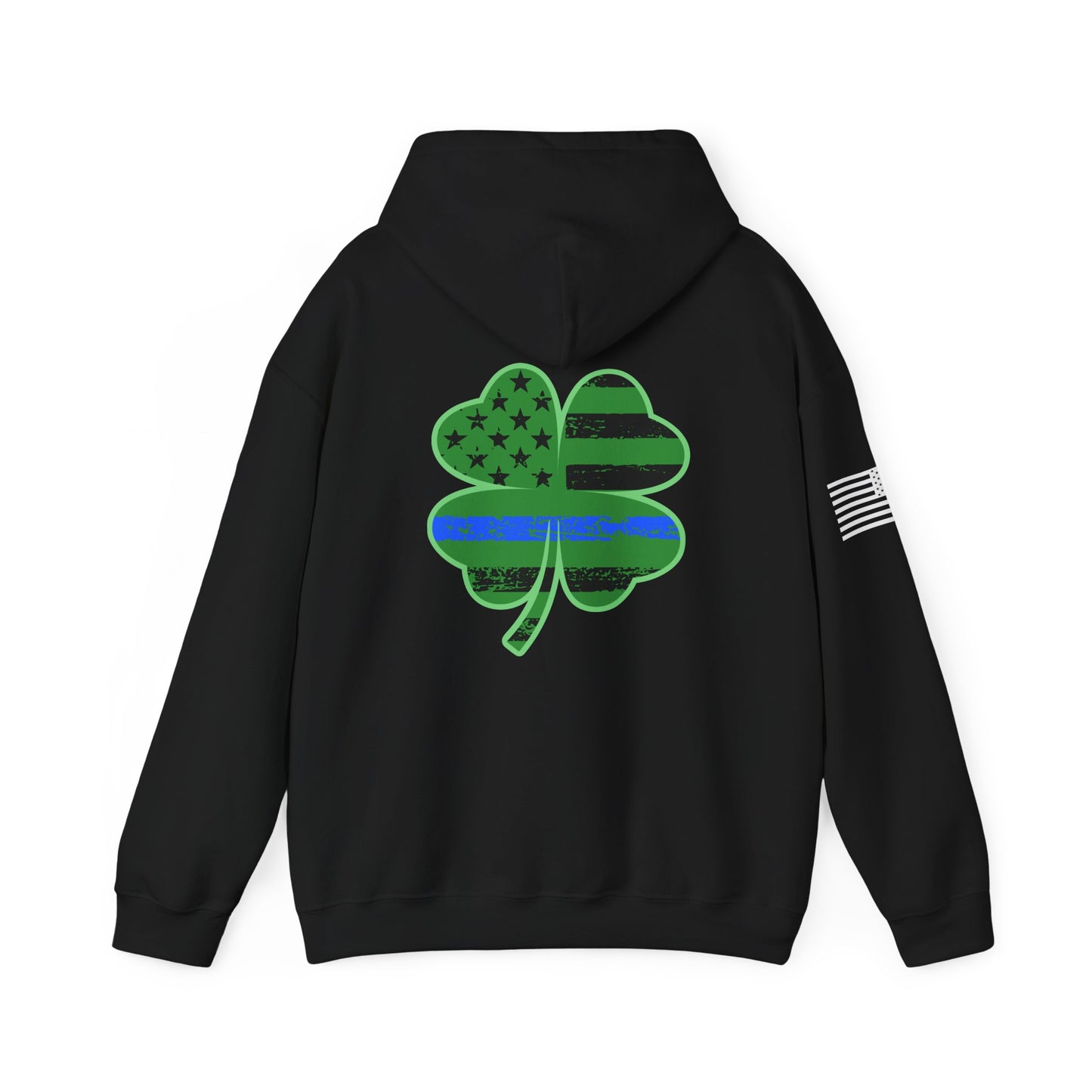 Irish Blue Line Flag Shamrock Hoodie