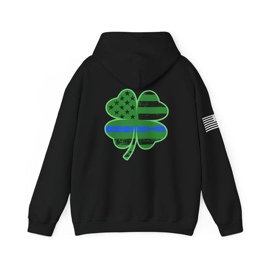 Irish Blue Line Flag Shamrock Hoodie