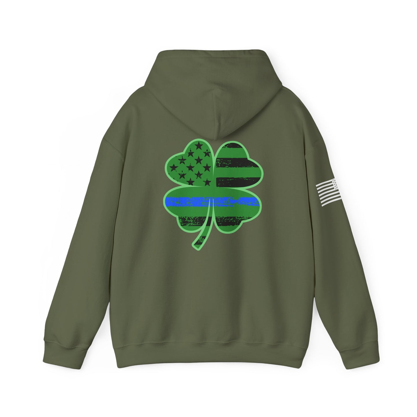 Irish Blue Line Flag Shamrock Hoodie
