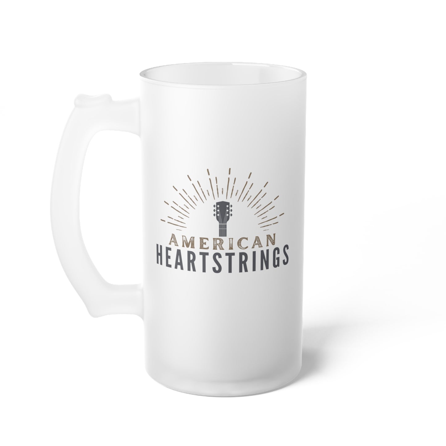 American Heartstrings Frosted Glass Beer Mug 16oz