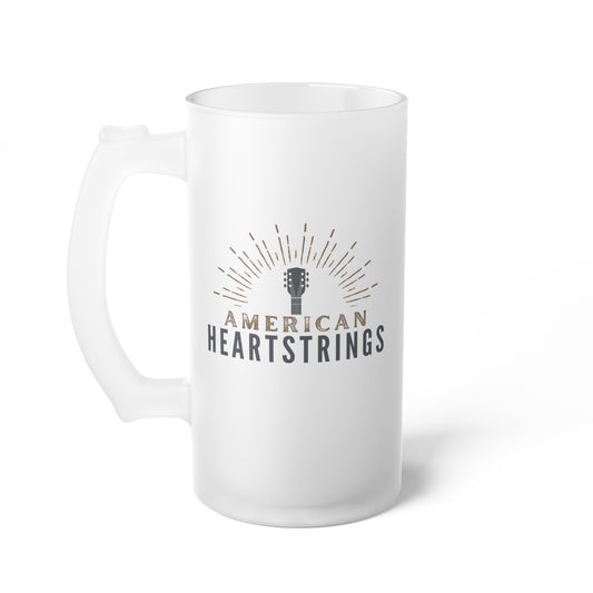 American Heartstrings Frosted Glass Beer Mug 16oz