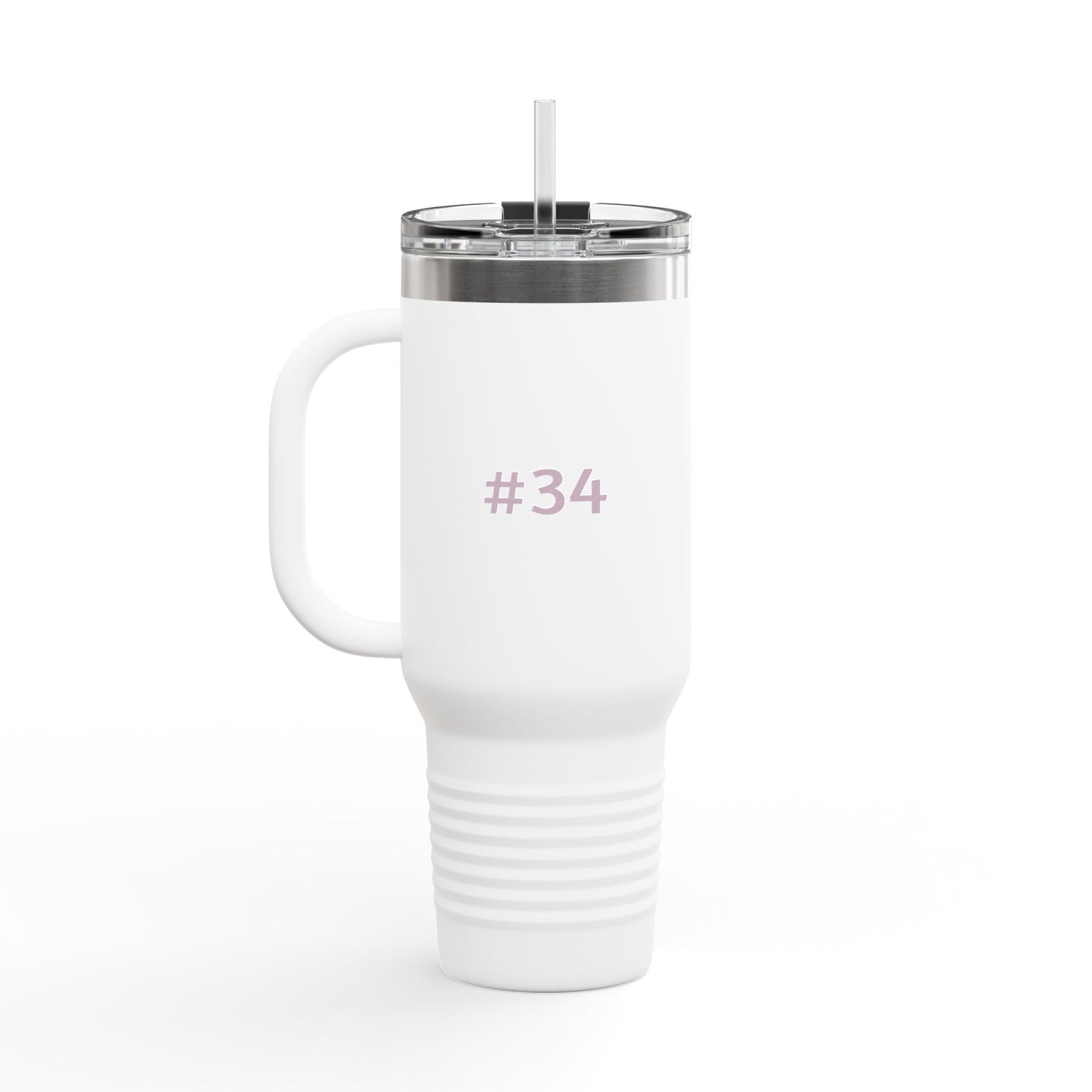 Personalized 40oz Insulated Travel Mug — Blue Line Flag Pink Heart