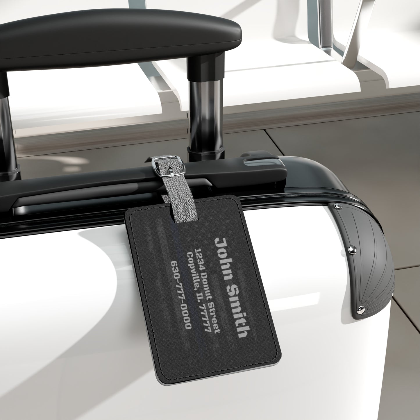Personalized Saffiano Rectangle Luggage Tag – Custom Name & Contact ID