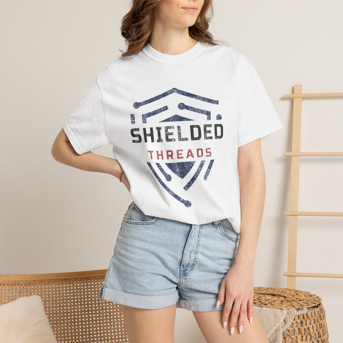 Shielded Threads T-Shirt — Distressed Shield Logo Tee