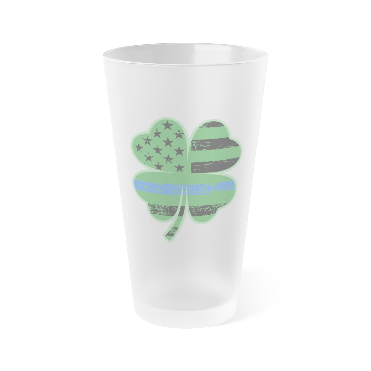 Shamrock Blue Line Frosted Pint Glass 16 oz
